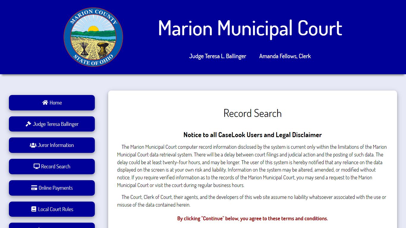 Record Search - Marion Municipal Court